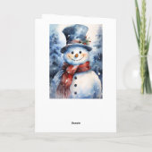 ハッピーウォーターカラー雪だるまファミリークリスマスウィンター カード (裏面)