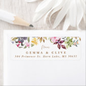 ハッピーウォーター色花模様結婚ズ差出人住所 ラベル (インサイチュ)