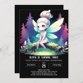 ハッピーウッドランドフェアリー誕生日 招待状 (正面/裏面)