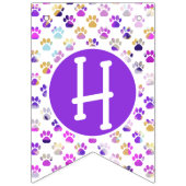 ハッピーウーフデイパープルピンクイエローパウシルエット バンティングフラッグ (第2の旗)