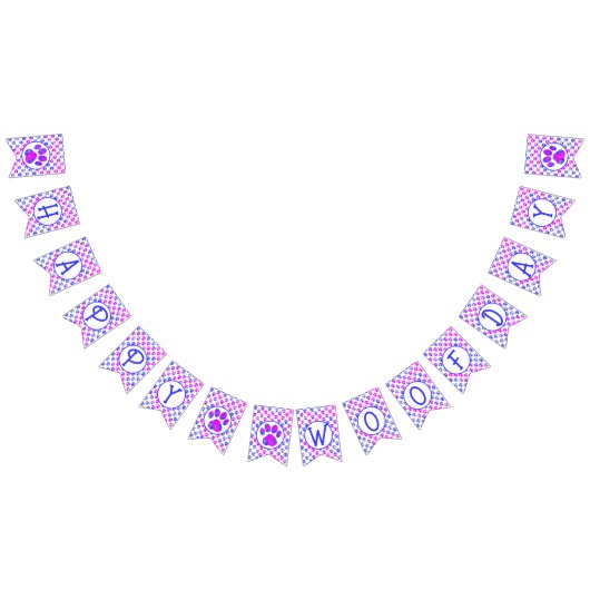 ハッピーウーフデイブルーピンクポーシルエット（4枚） バンティングフラッグ (全)