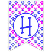 ハッピーウーフデイブルーピンクポーシルエット（4枚） バンティングフラッグ (第2の旗)