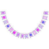 ハッピーウーフデイブルーホワイトピンクポーシルエット バンティングフラッグ (全)