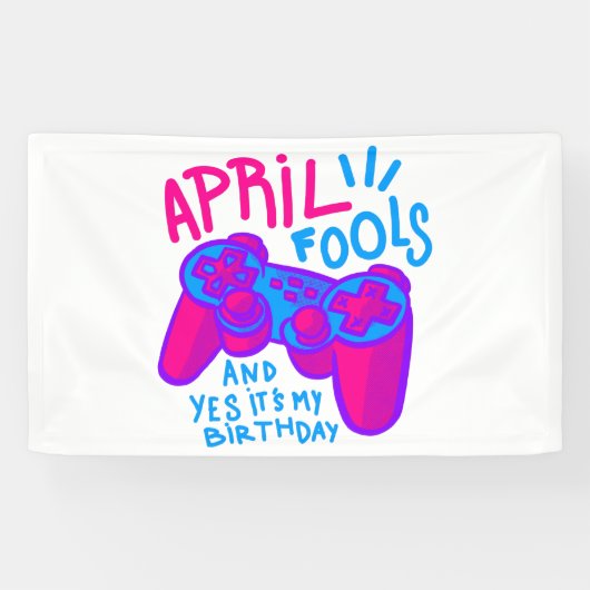 ハッピーエイプリルフールズデイ誕生日ゲーマー 横断幕 (横)