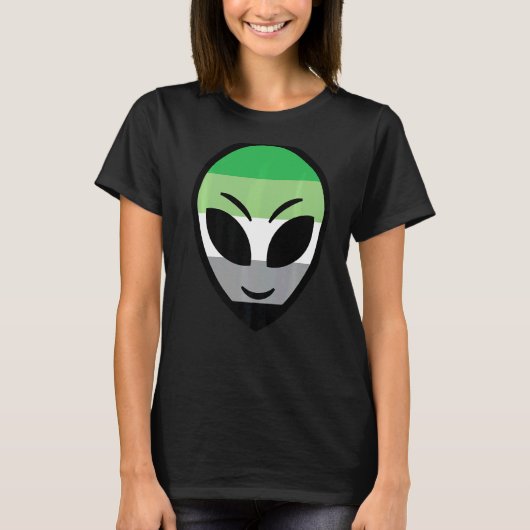 ハッピーエイリアンアロマティックプライド国旗 Tシャツ (正面)