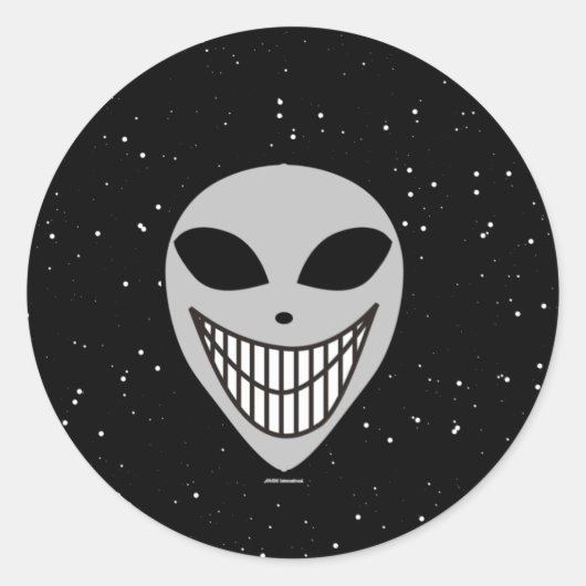 ハッピーエイリアンレースSF顔 ラウンドシール (正面)