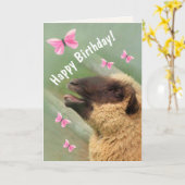 ハッピーエキ励起ヒツジ誕生日 カード (黄色い花)