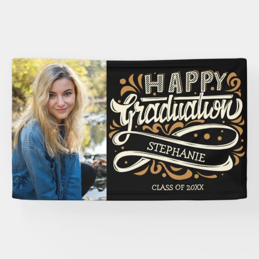 ハッピーエクセシションフォトヴィンテージタイポグラフィカスタム 横断幕 (横)