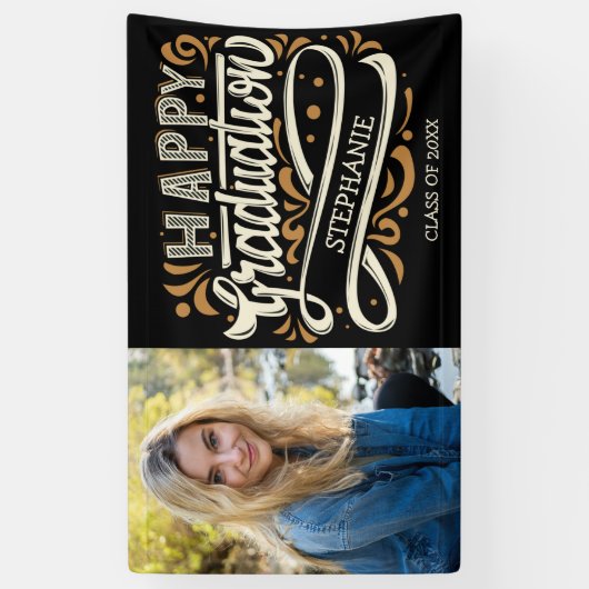 ハッピーエクセシションフォトヴィンテージタイポグラフィカスタム 横断幕 (縦)