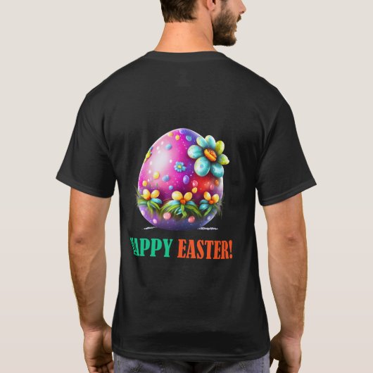 ハッピーエッグスター – イースターエッグかわいい Tシャツ (裏面)