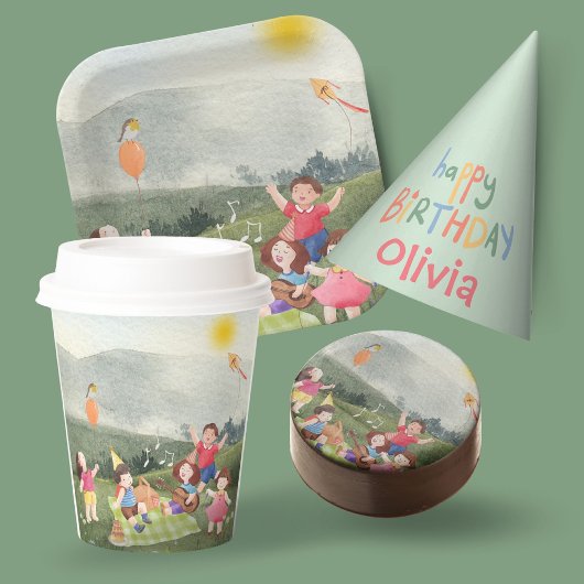 ハッピーエディットピクニック誕生日キッズガーデンファーム ペーパープレート