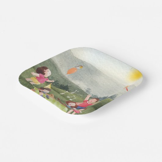 ハッピーエディットピクニック誕生日キッズガーデンファーム ペーパープレート (傾斜あり)