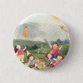 ハッピーエディットピクニック誕生日キッズガーデンファーム 缶バッジ (正面)