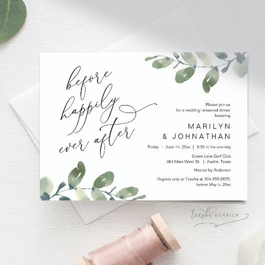 ハッピーエバーアフターの前に ウェディング リハーサル ディナー 招待状