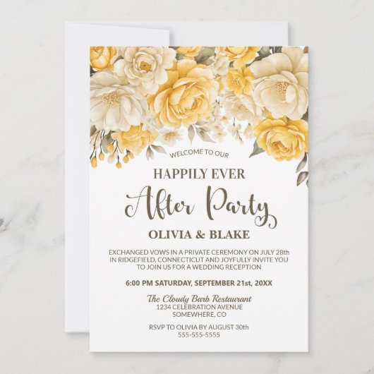 ハッピーエバーアフターイエローフローラ披露宴 招待状 (正面)