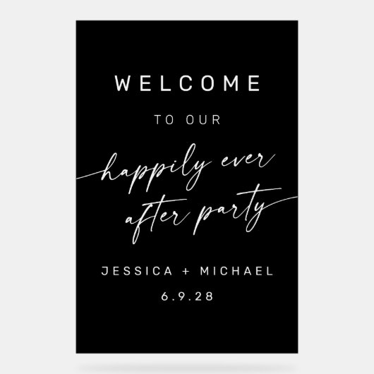 ハッピーエバーアフターウェディングシャワーパーティー アクリルサイン (正面)
