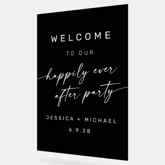 ハッピーエバーアフターウェディングシャワーパーティー アクリルサイン (傾斜)