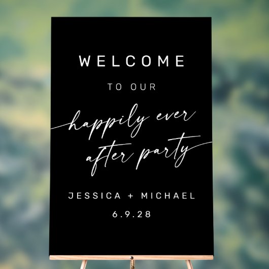 ハッピーエバーアフターウェディングシャワーパーティー アクリルサイン (ニュートラル)