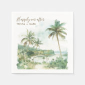 ハッピーエバーアフターウォーター色ビーチ結婚式 スタンダードカクテルナプキン (正面)