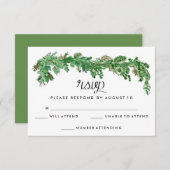 ハッピーエバーアフターグリーンリー結婚式招待状RSVP 出欠カード (正面/裏面)