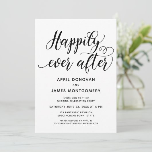ハッピーエバーアフタータイポグラフィ結婚式招待状 招待状 (スタンド正面)