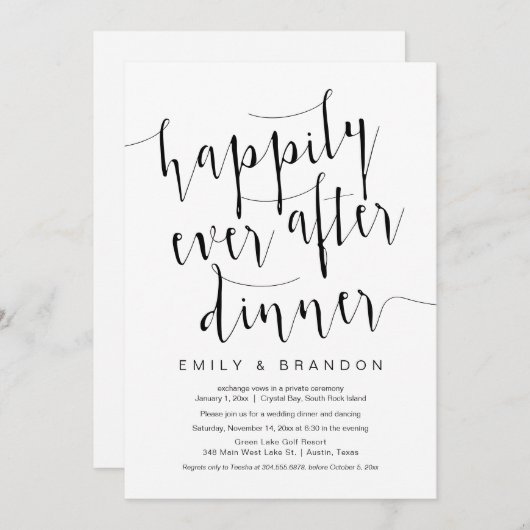 ハッピーエバーアフターディナー, 結婚式の秘密結婚 招待状 (正面/裏面)