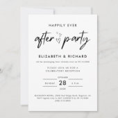 ハッピーエバーアフターパーティーのミニマルな結婚披露宴 招待状 (正面)