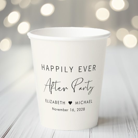 ハッピーエバーアフターパーティークリーム色の結婚披露宴 紙コップ
