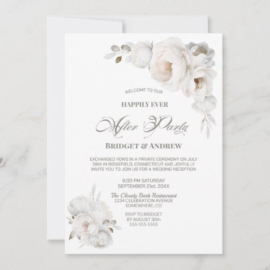 ハッピーエバーアフターパーティーホワイトフローラ披露宴 招待状 (正面)