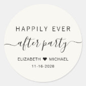ハッピーエバーアフターパーティー クリーム色のウェディングレセプション ラウンドシール (正面)