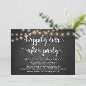 ハッピーエバーアフターパーティー、ストリングライト、秘密の結婚式 招待状 (スタンド正面)