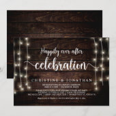 ハッピーエバーアフターパーティー、ストリングライト、秘密結婚 招待状 (正面/裏面)