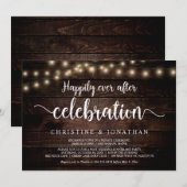 ハッピーエバーアフターパーティー、ストリングライト、駆け落ち 招待状 (正面/裏面)