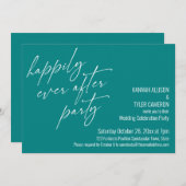 ハッピーエバーアフターパーティー ティール 結婚式の披露宴 招待状 (正面/裏面)