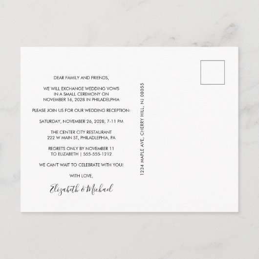 ハッピーエバーアフターパーティー フォト ウェディング レセプション 案内ポストカード (裏面)