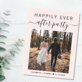 ハッピーエバーアフターパーティー フォト ピンク 結婚式 案内ポストカード