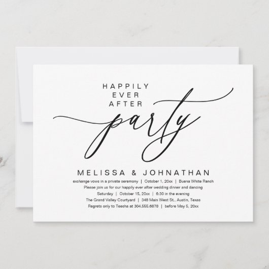 ハッピーエバーアフターパーティー モダンロマンティックディナー 招待状 (正面)