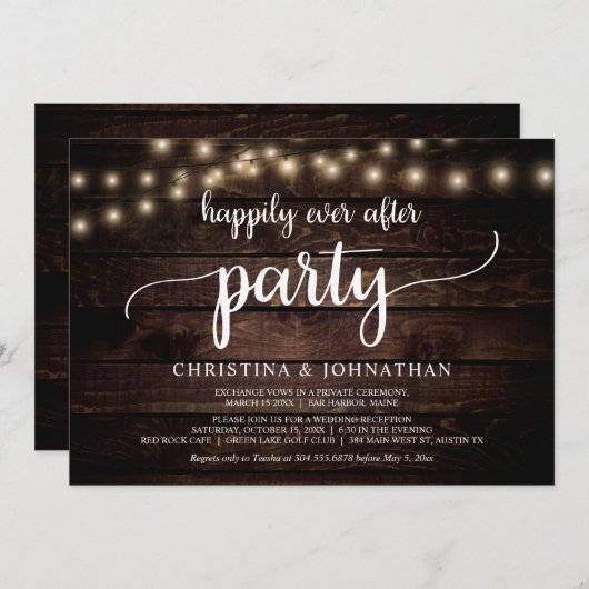 ハッピーエバーアフターパーティー, ラスティック ウェディング エルオープメント 招待状 (正面/裏面)