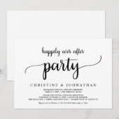 ハッピーエバーアフターパーティー、秘密の結婚式、素朴でシンプル 招待状 (正面/裏面)
