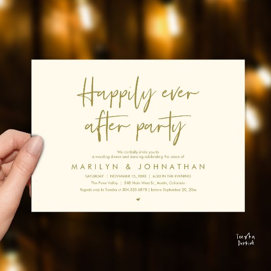 ハッピーエバーアフターパーティー、結婚式のディナー&ダンス 招待状
