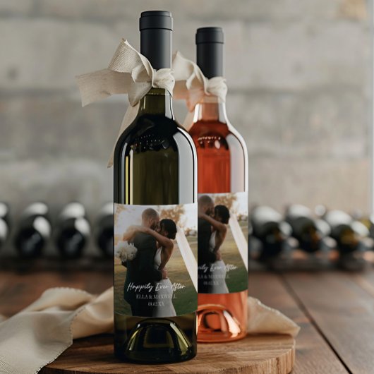 ハッピーエバーアフターフォト写真結婚式の引き出物 ワインラベル