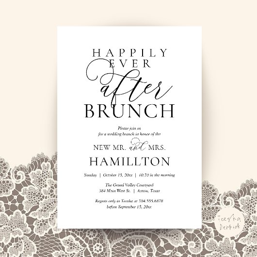 ハッピーエバーアフターブランチ モダンな結婚式後のパーティ 招待状