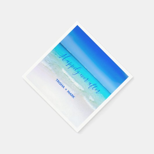 ハッピーエバーアフターブルーパラダイスビーチ結婚式 スタンダードカクテルナプキン (角)