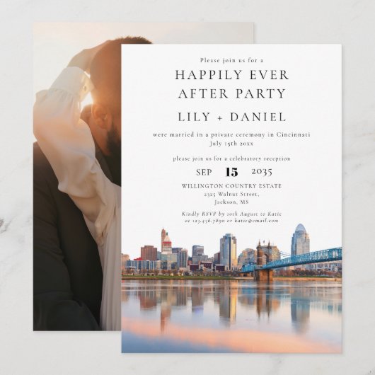 ハッピーエバーアフター写真シンシナティ結婚式 招待状 (正面/裏面)