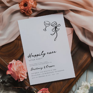 ハッピーエバーアフター落書きリボン秘密結婚式ウェディング 招待状
