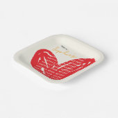 ハッピーエバーアフター赤いハートブライダルブランチ ペーパープレート (傾斜あり)