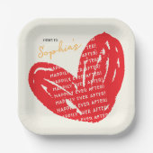 ハッピーエバーアフター赤いハートブライダルブランチ ペーパープレート (正面)