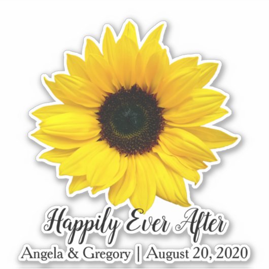 ハッピーエバーアフター ひまわり ウェディング シール (正面)