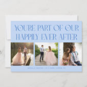 ハッピーエバーアフター アイスブルーの結婚式フォト サンキューカード (正面)