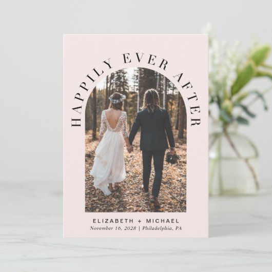 ハッピーエバーアフター アーチ写真 ウェディング レセプション 案内状 (スタンド正面)